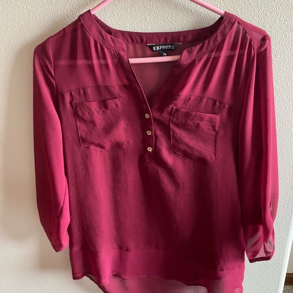 Express 3/4 sleeve length maroon blouse - Picture 1 of 3
